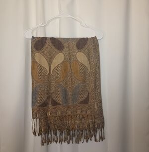 Tucci Italy Womens Cashmere Scarf Wrap Paisley Bohemian *Read Description